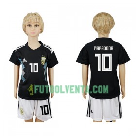 Camiseta de fútbol Argentina Maradona 10 Niño 2ª equipación Mundial 2018